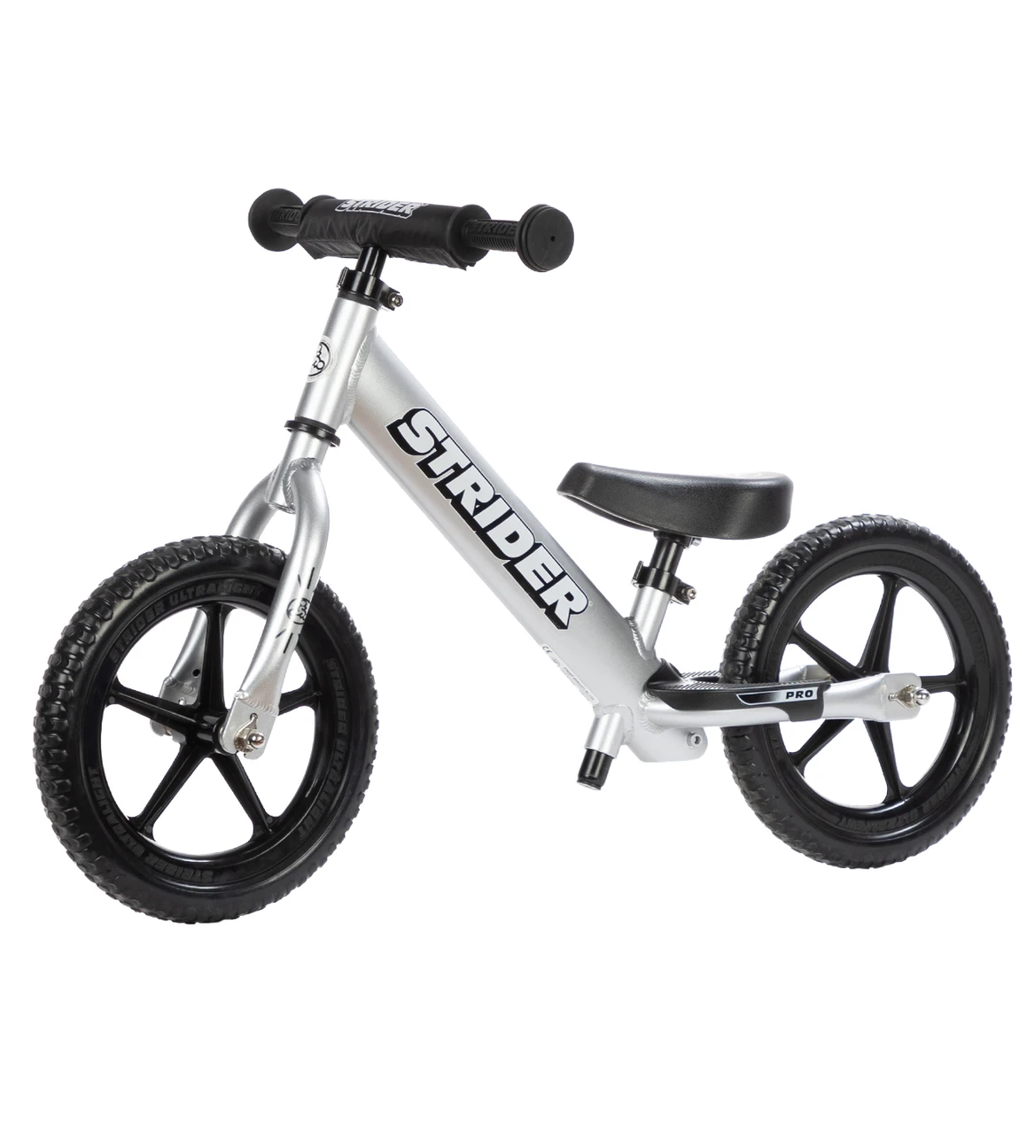 Strider 12 Pro, vista lateral, con las partes señaladas